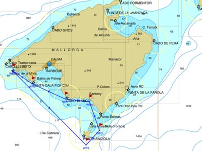 Karte von Mallorca Route Port Andratx nach Es Trenc und Cabrera