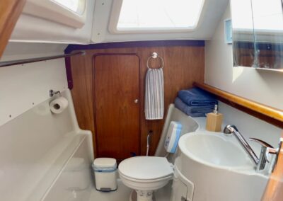 spacious bathroom on the catamaran