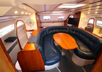 cosy saloon on the catamaran